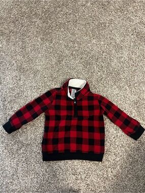 Carter's Red & Black Buffalo Plaid Quarter-Zip Hoodie